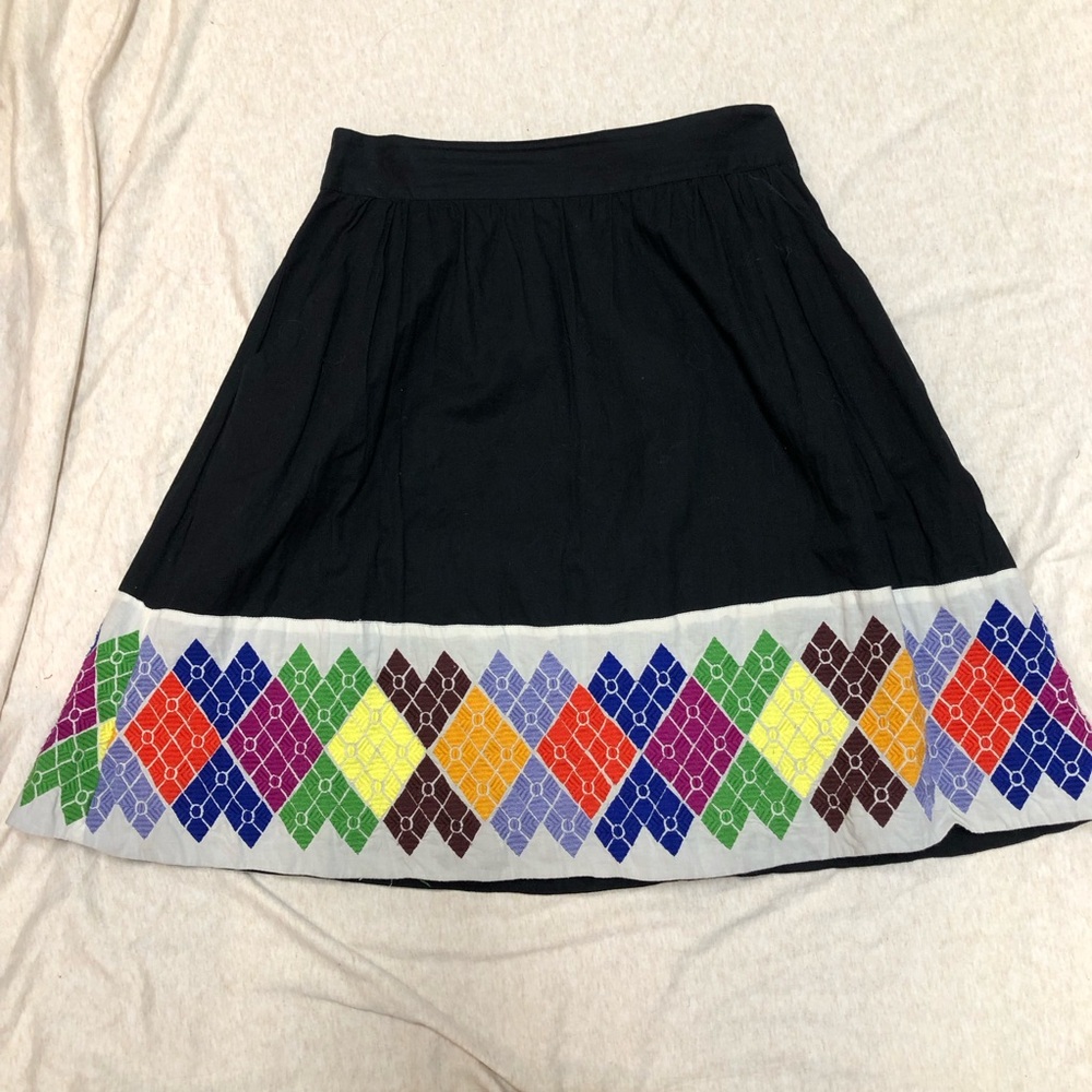 Anthropology Floreat 100% Cotton Embroidered Skirt With Pockets Size 6